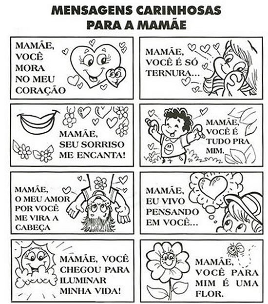 Dia Das Mães Atividades Desenhos Cartões Recados E Poemas